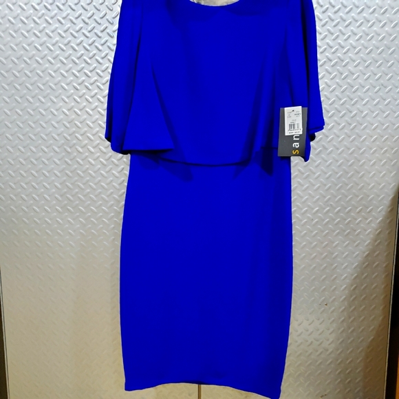 NWT SANGRIA cobalt blue dress with stunning overlay (10) - Picture 1 of 12